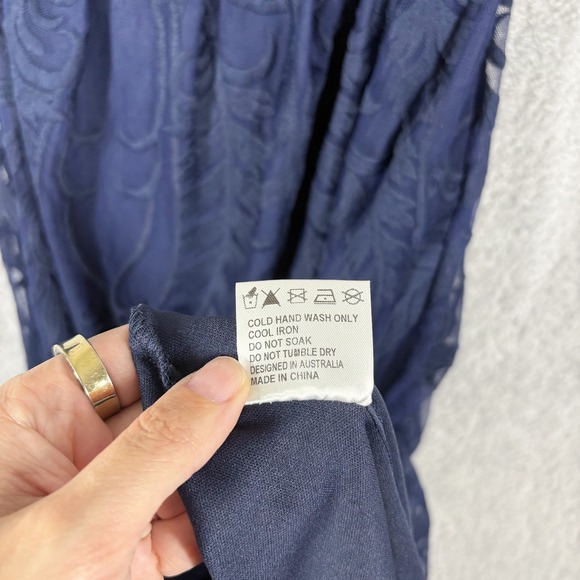 Hello Molly East Atlanta Lace Maxi Wrap Dress Size XS Navy Blue V Neck Backless - Picture 7 of 8